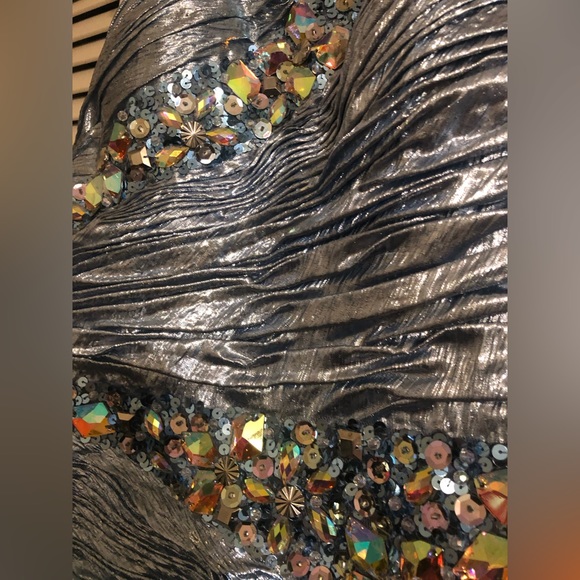 MacDuggal Light Blue Strapless Bejeweled Mini Dress Sz 8 - Picture 4 of 7